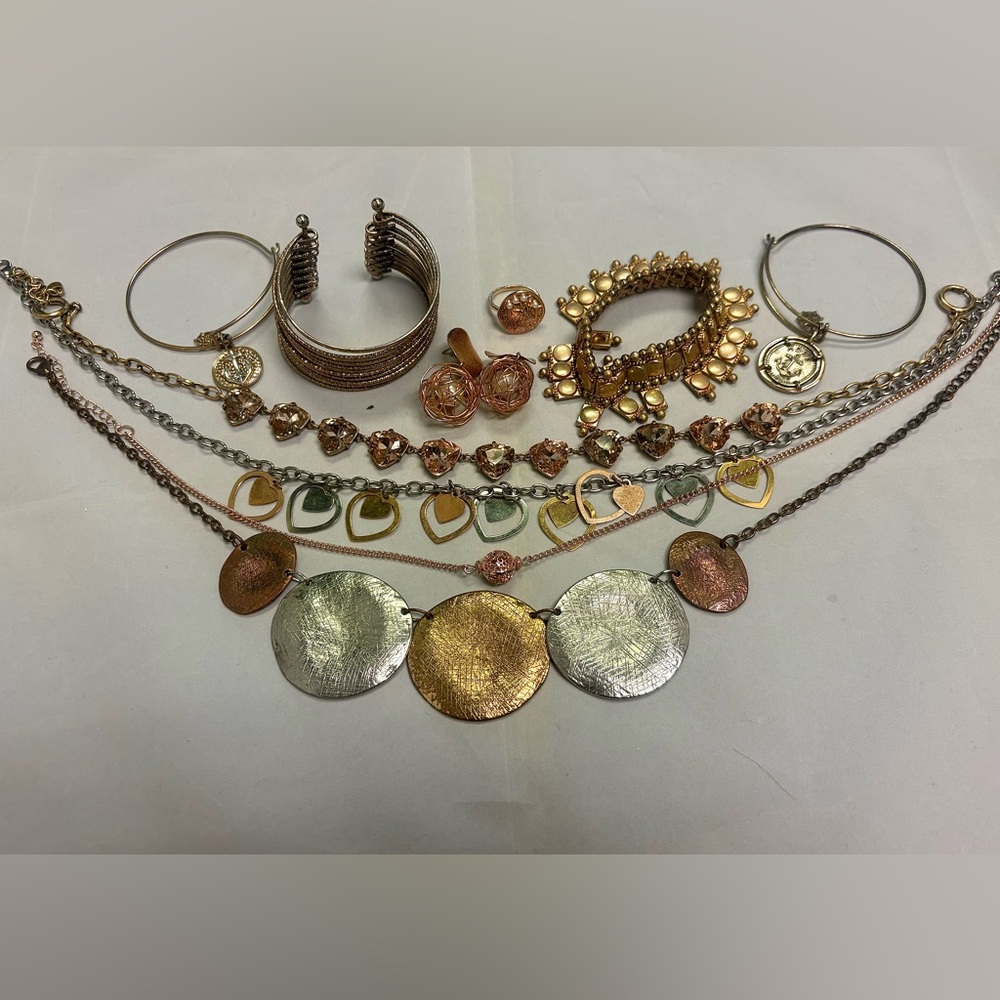 Vintage Jewelry Lot – Gold Tone Statement, Chunky, Bracelets & Mixed Pieces